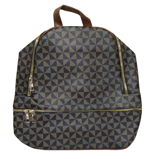 Fancy Black and Brown Check Pattern Backpack Bag vsonic