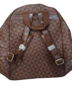 Fancy Dark Brown Check Pattern Backpack Bag vsonic