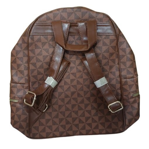 Fancy Dark Brown Check Pattern Backpack Bag vsonic