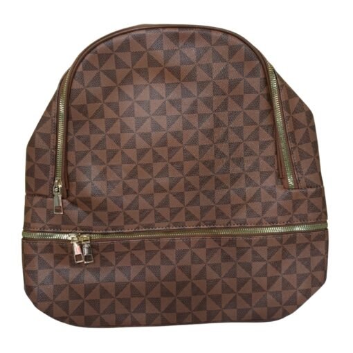 Fancy Dark Brown Check Pattern Backpack Bag vsonic