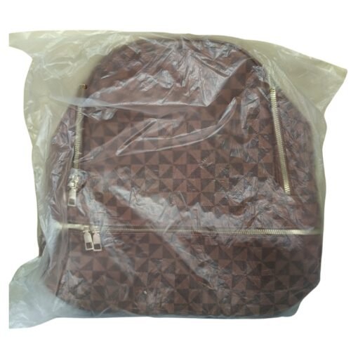 Fancy Dark Brown Check Pattern Backpack Bag vsonic