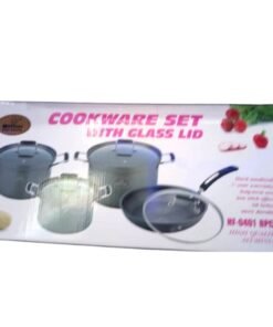 Hoffner 8PCs Non Stick Cookware Set with Glass Lid HF-6482