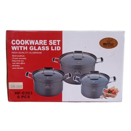 Hoffner HF-0303 6Pcs Cookware Set with Glass Lid vsonic