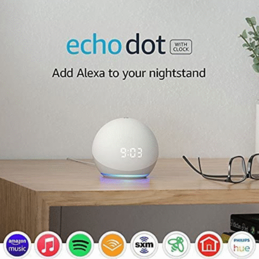 Amazon Echo Dot 4 Smart Speaker White plus Clock vsonic