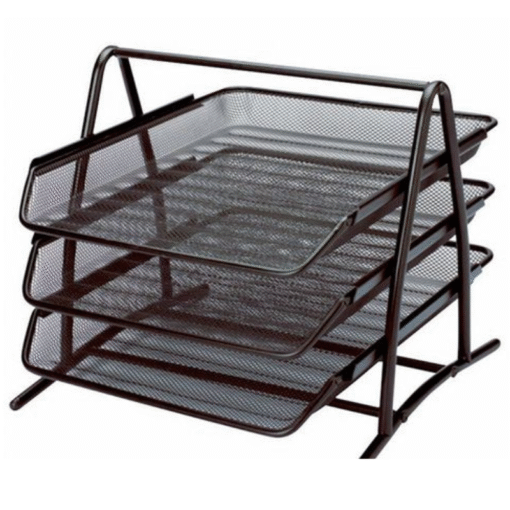3 Tiers Fiber-Colour Document Basket Tray - Stainless Steel vsonic