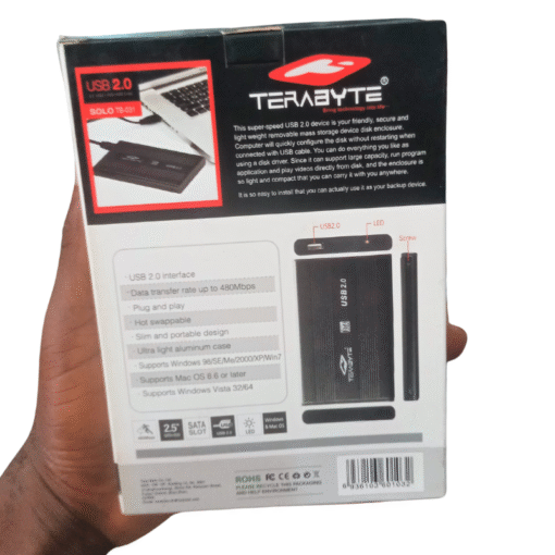 Terabyte 2.5 inch USB 2.0 HDD Hard Enclosure Case - Silver vsonic