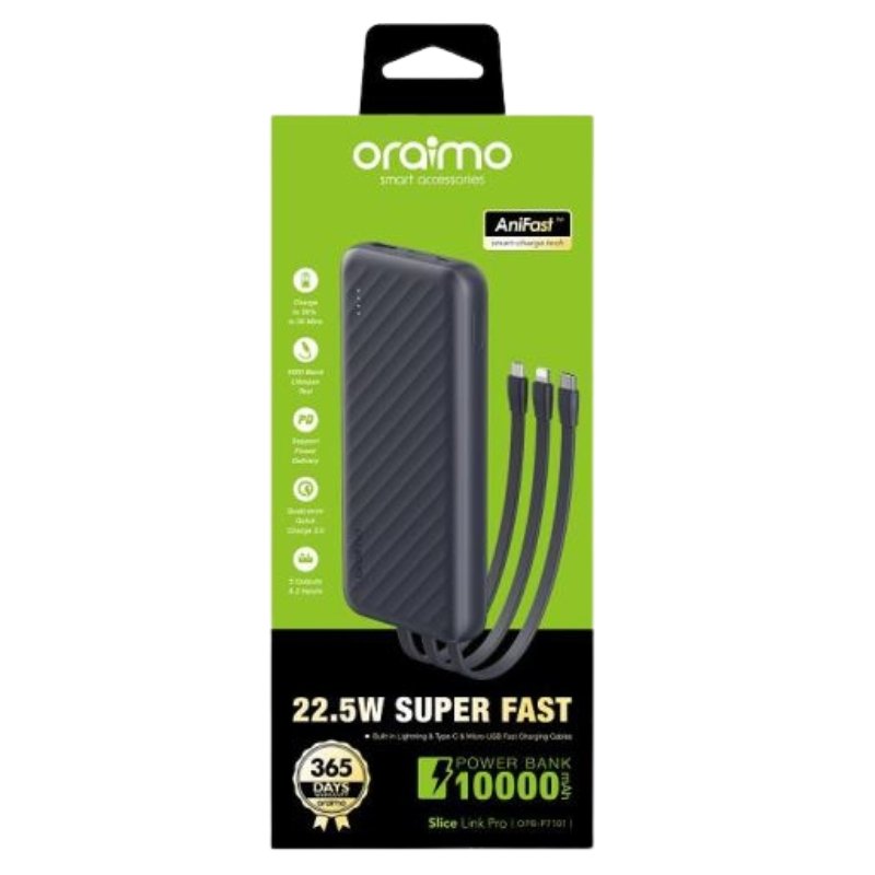 Oraimo 22.5W Super Fast 10000mAh Power Bank Slice Link Pro OPB-P7101 vsonic