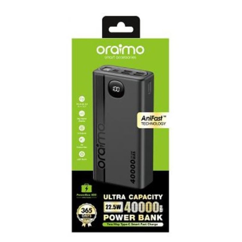 Oraimo 40000mAh Ultra Capacity 22.5W Two-Way Fast Charge Power Bank PowerBox 400 OPB-P400Q vsonic