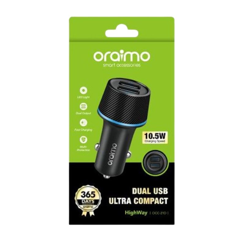 Oraimo Car Charger 10.5W Highway OCC-21D + Fast Charge Micro USB Cable vsonic