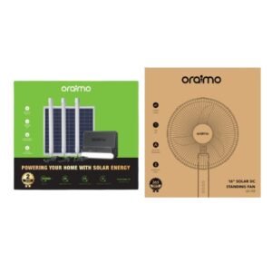 Oraimo Solar Home Lighting System PowerSolar 76 OPS-176 + 16’’ Solar DC Standing Fan LD-722 vsonic