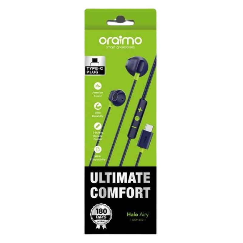 Oraimo Wired Type-C Earphone Halo Airy OEP-650 vsonic