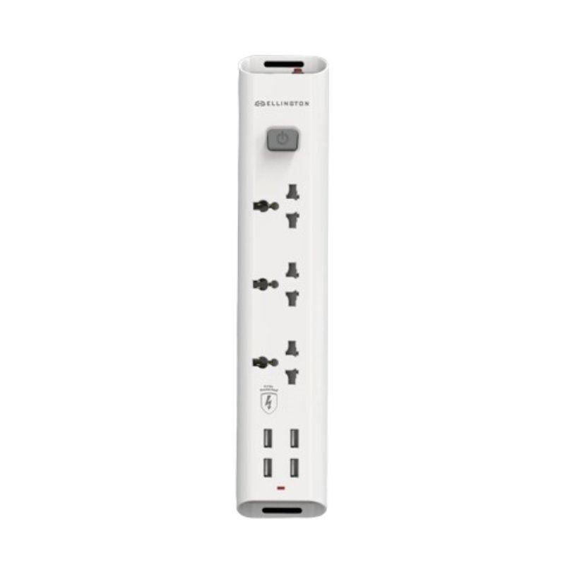 Ellington 3 Way Surge Protector Multi Socket Extension with 4 USB Vsonic