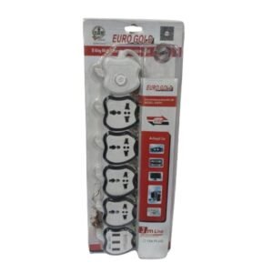 Euro Gold 5 Way Multi Extension Socket with 3 USB Vsonic