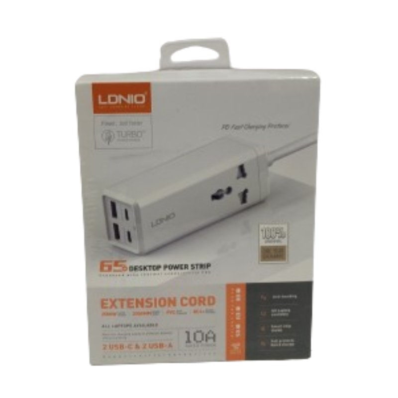 LDNIO 65 Watts Multifunction Universal Desktop Power Adapter Strip Vsonic