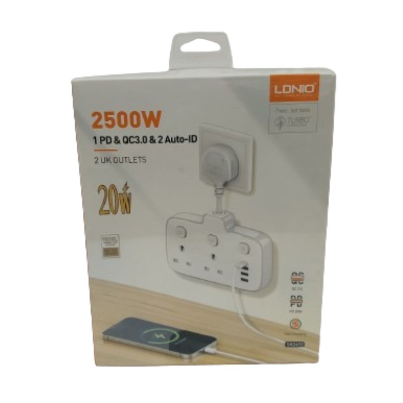 LDNIO Portable 2 AC Outlets & 4 USB Ports Electrical Extension Socket Vsonic
