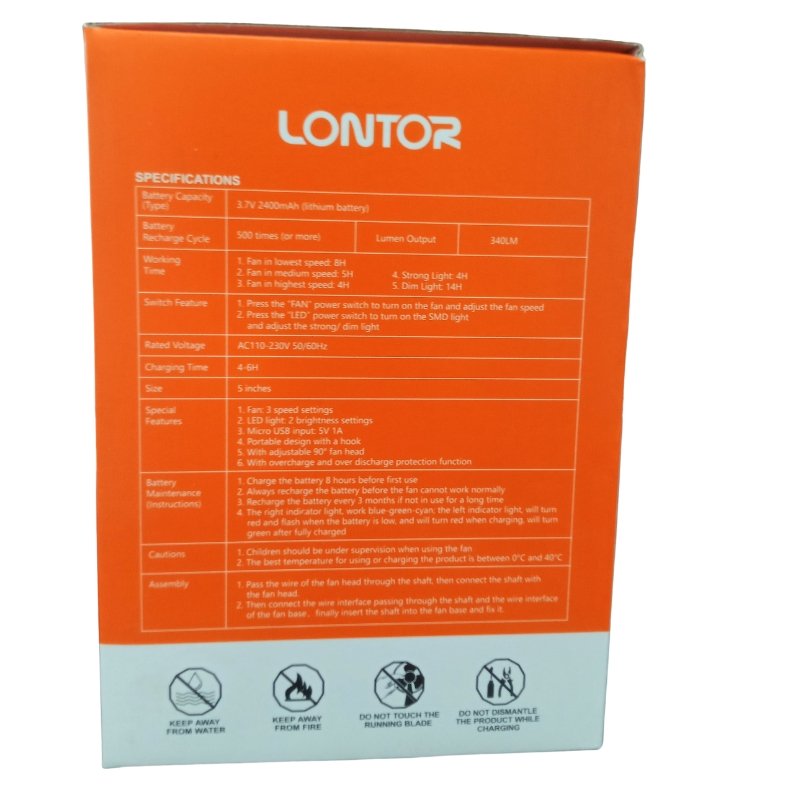 Lontor 5 inch Rechargeable Mini Fan CTL-MF015-5 Vsonic