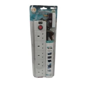 Paer 5 Way Multi Extension Socket Power Strip with Adaptor - White Vsonic
