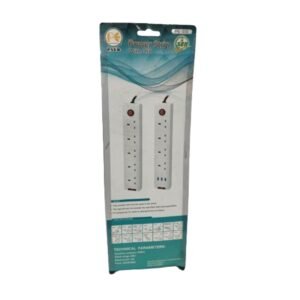 Paer 5 Way Multi Extension Socket Power Strip with Adaptor - White Vsonic
