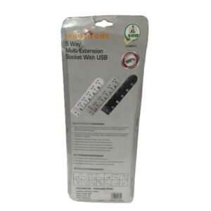 Pride Home 5 Way Multi Extension Socket with 2 USB - Black Vsonic