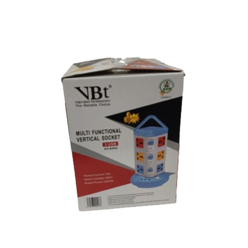 VBT 12 Ways Multi Function Vertical Socket Extension with 2 USB Vsonic